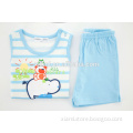 good quality fresh style soft texture blue stripe lovely animal pattern 2 piece outfits for kids